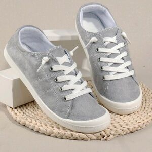 Grey canvas shoes gently used